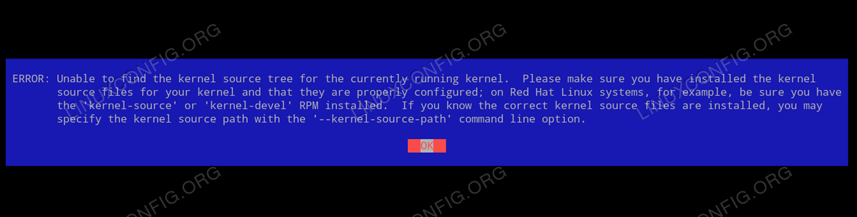 ERROR: Unable to find the kernel source tree for the currently running kernel – CentOS / RHEL / AlmaLinux